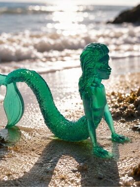 Jade Green Translucent Resin Mermaid Figurine – Inspired Ocean Fantasy Decor